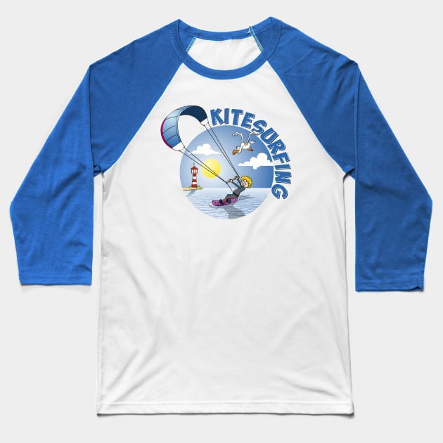 Kite surfing illustration Baseball T-Shirt by Stefs-Red-Shop